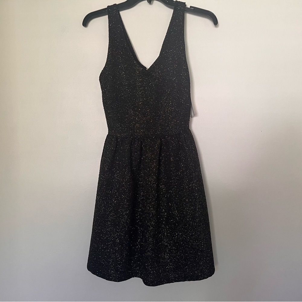 Elegant Black and Gold Glitter Women's Dress